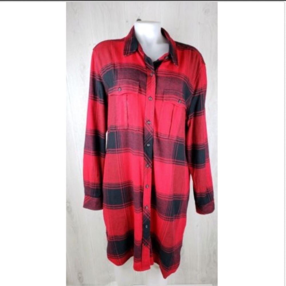 Athlete Buffalo Plaid Shirt Dress sz XL